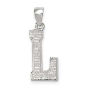 Sterling Silver, Sami Collection, Textured Block Initial L Pendant